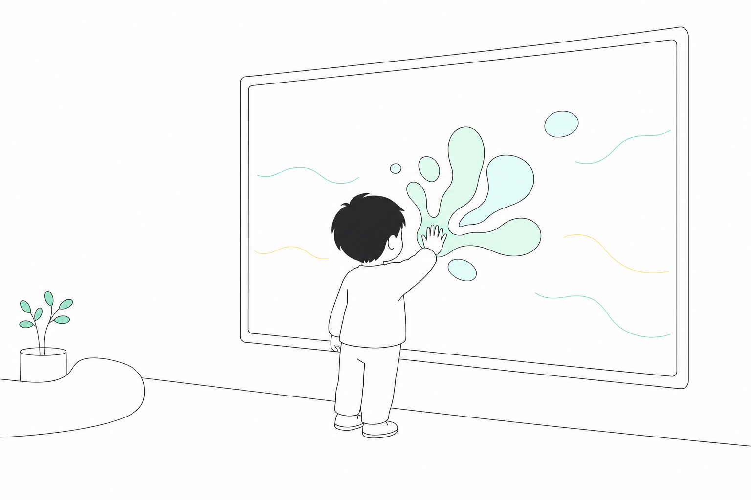 押した手のひらから色がにじんで広がる様子